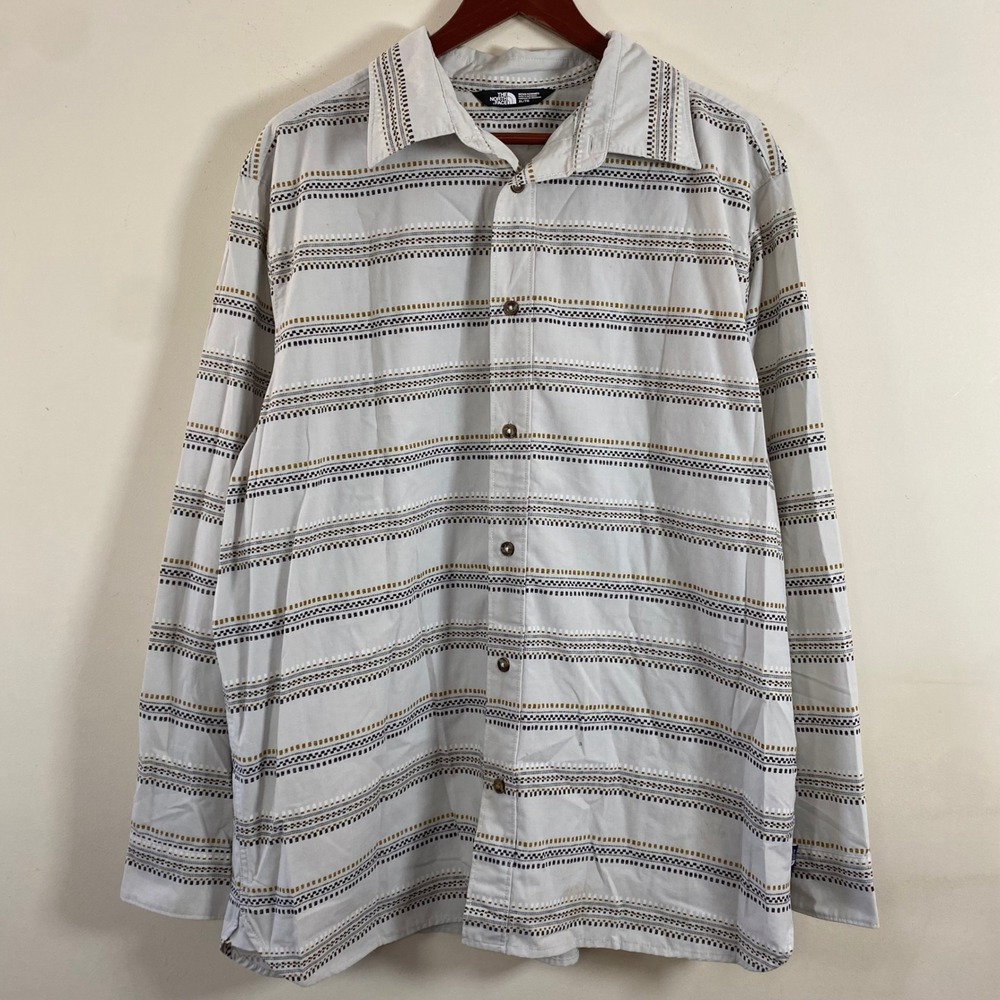 The North Face Button Down Long Sleeve Shirt Striped Mens XL Lightweight Western - Picture 3 of 7